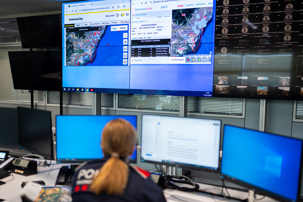 Sala de mando y pantallas